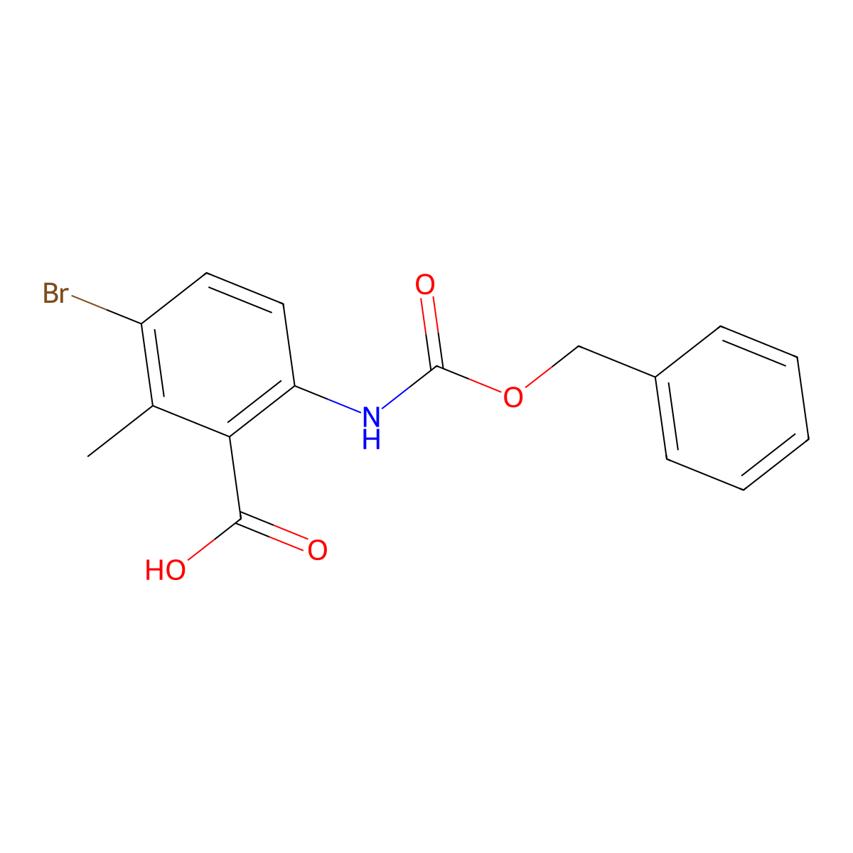 6-{[(Benzyloxy)carbonyl]amino}-3-bromo-2-methylbenzoic acid molecular structure, CAS 2580215-62-7