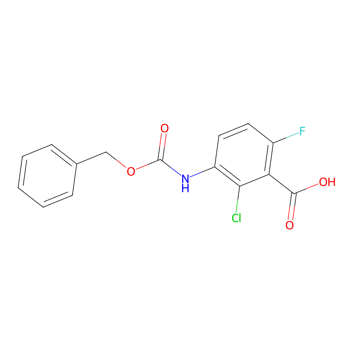 3-{[(Benzyloxy)carbonyl]amino}-2-chloro-6-fluorobenzoic acid molecular structure, CAS 2580215-63-8