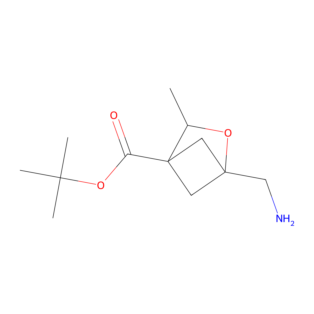 Tert-butyl 1-(aminomethyl)-3-methyl-2-oxabicyclo[2.1.1]hexane-4-carboxylate molecular structure, CAS 2580215-69-4