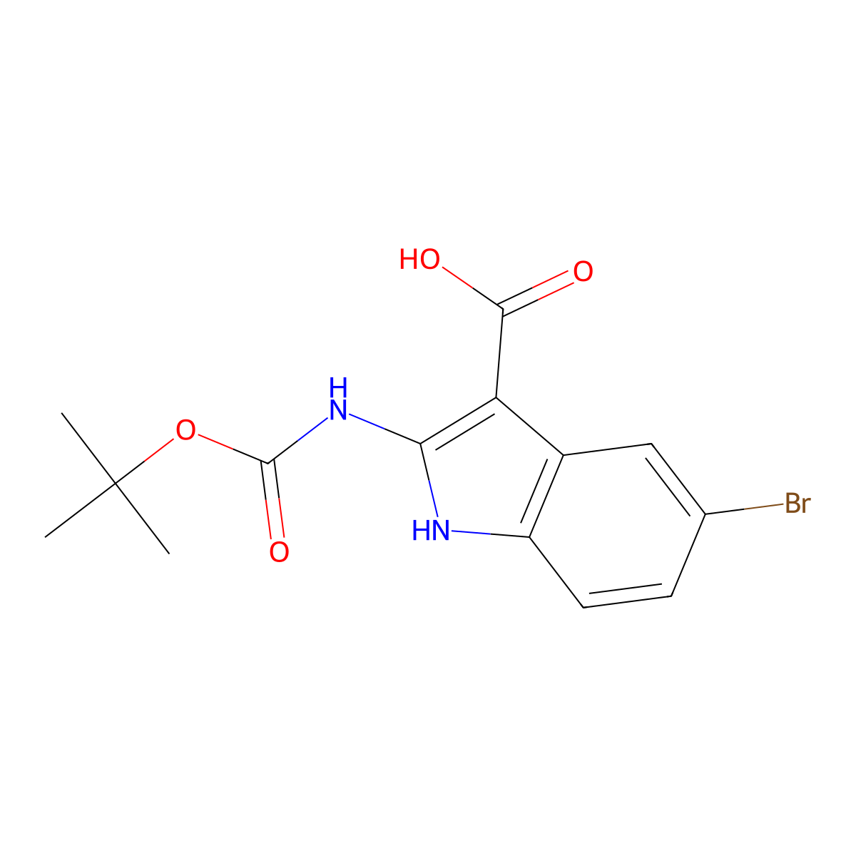 5-bromo-2-{[(tert-butoxy)carbonyl]amino}-1H-indole-3-carboxylic acid molecular structure, CAS 2580215-72-9