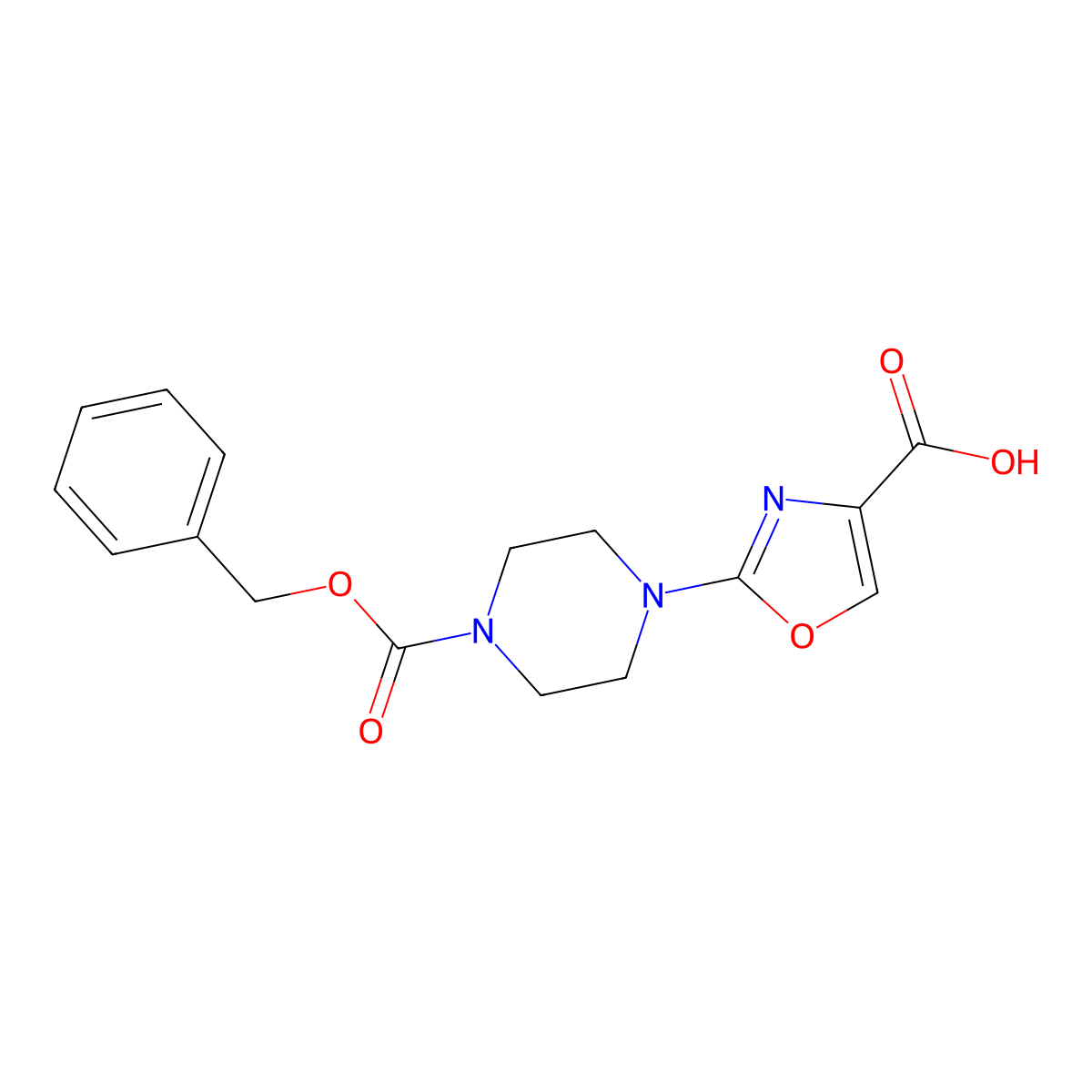 2-{4-[(Benzyloxy)carbonyl]piperazin-1-yl}-1,3-oxazole-4-carboxylic acid molecular structure, CAS 2580215-73-0