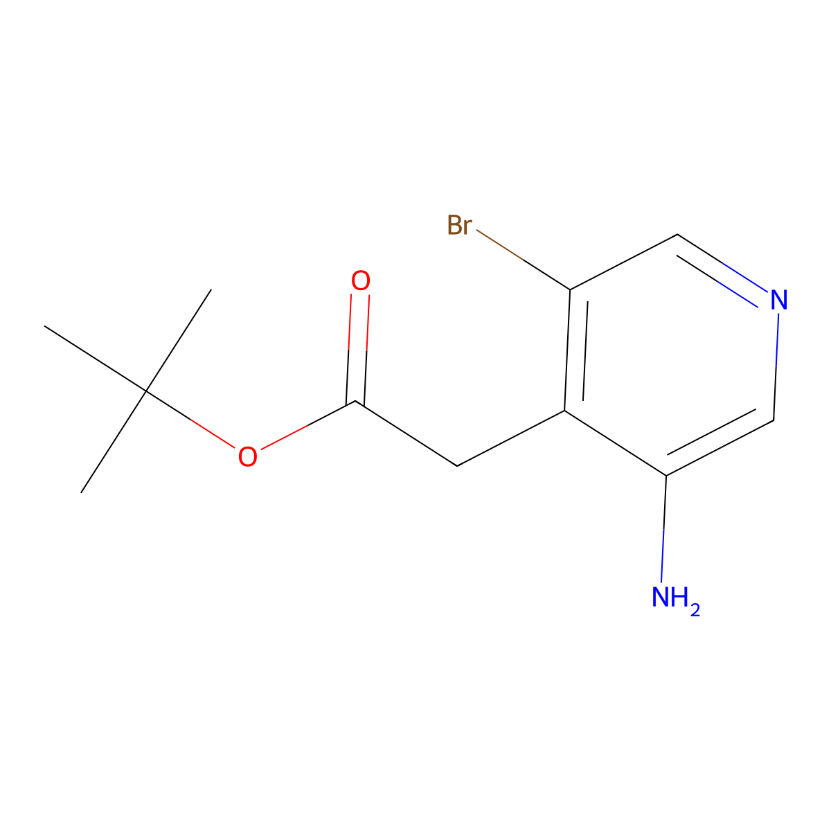 Tert-butyl 2-(3-amino-5-bromopyridin-4-yl)acetate molecular structure, CAS 2580215-75-2