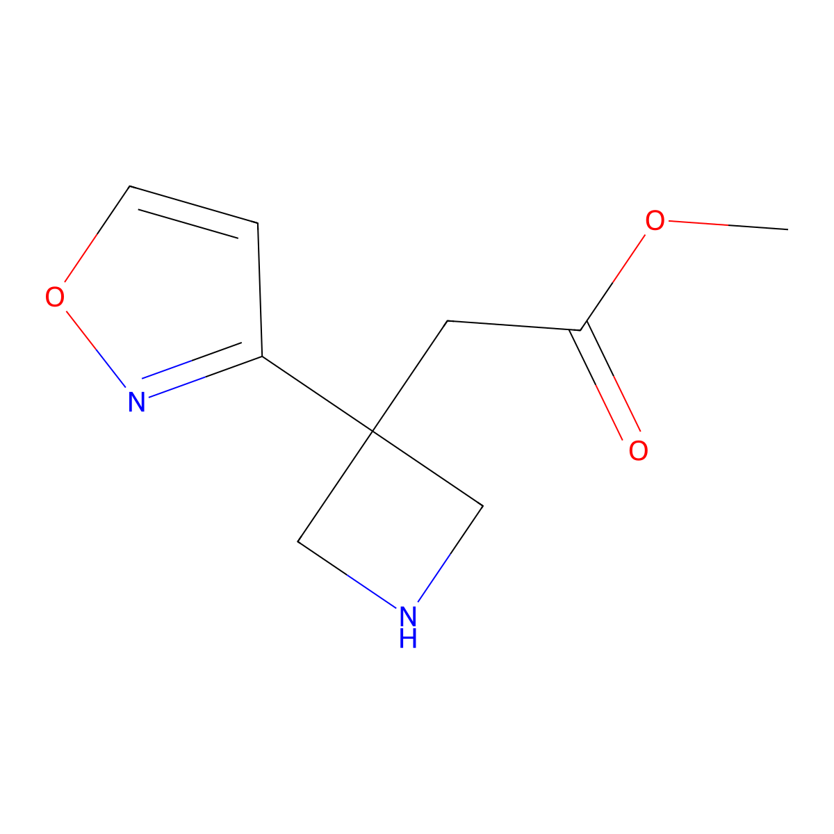 Methyl 2-[3-(1,2-oxazol-3-yl)azetidin-3-yl]acetate molecular structure, CAS 2580215-79-6