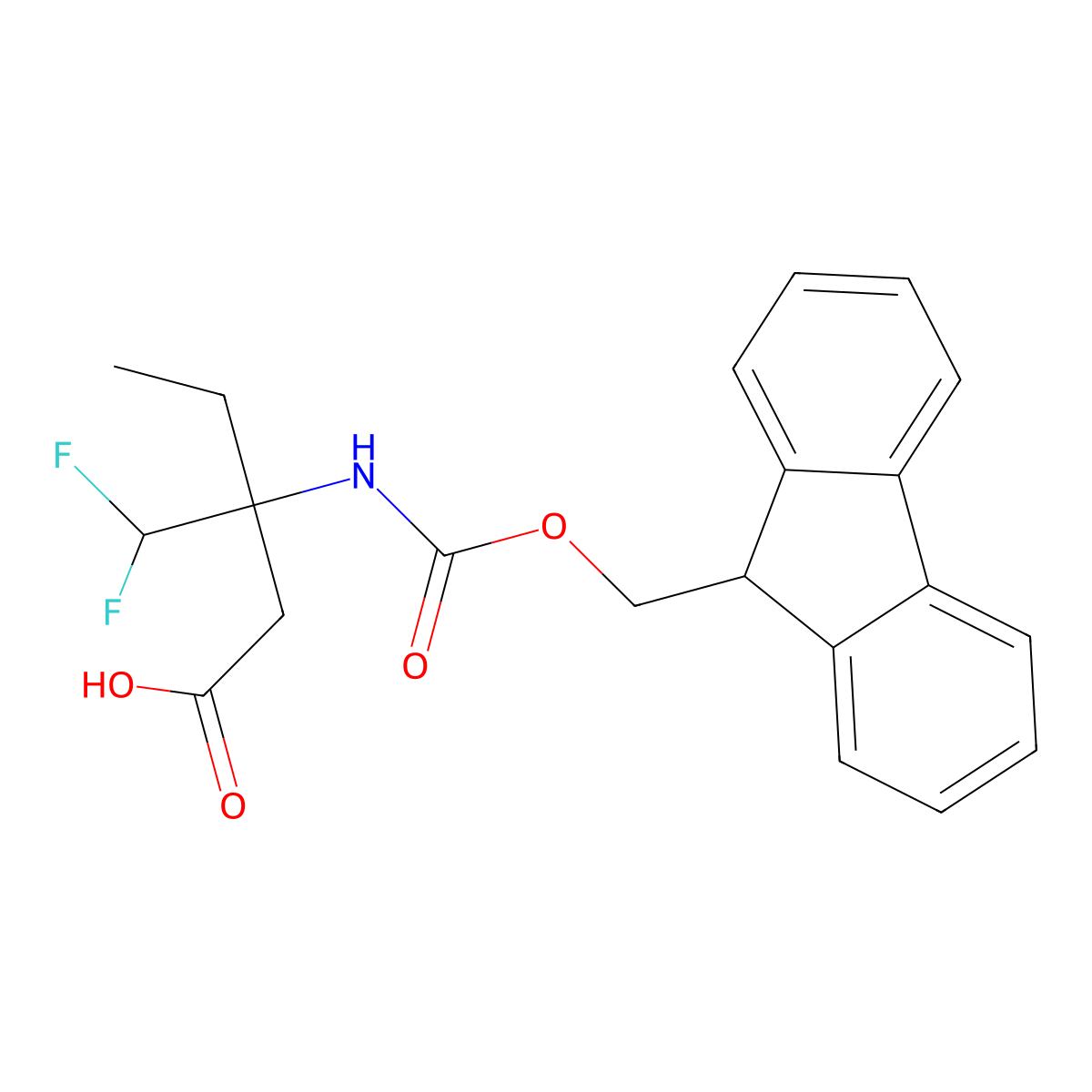 3-(difluoromethyl)-3-({[(9H-fluoren-9-yl)methoxy]carbonyl}amino)pentanoic acid molecular structure, CAS 2580215-81-0