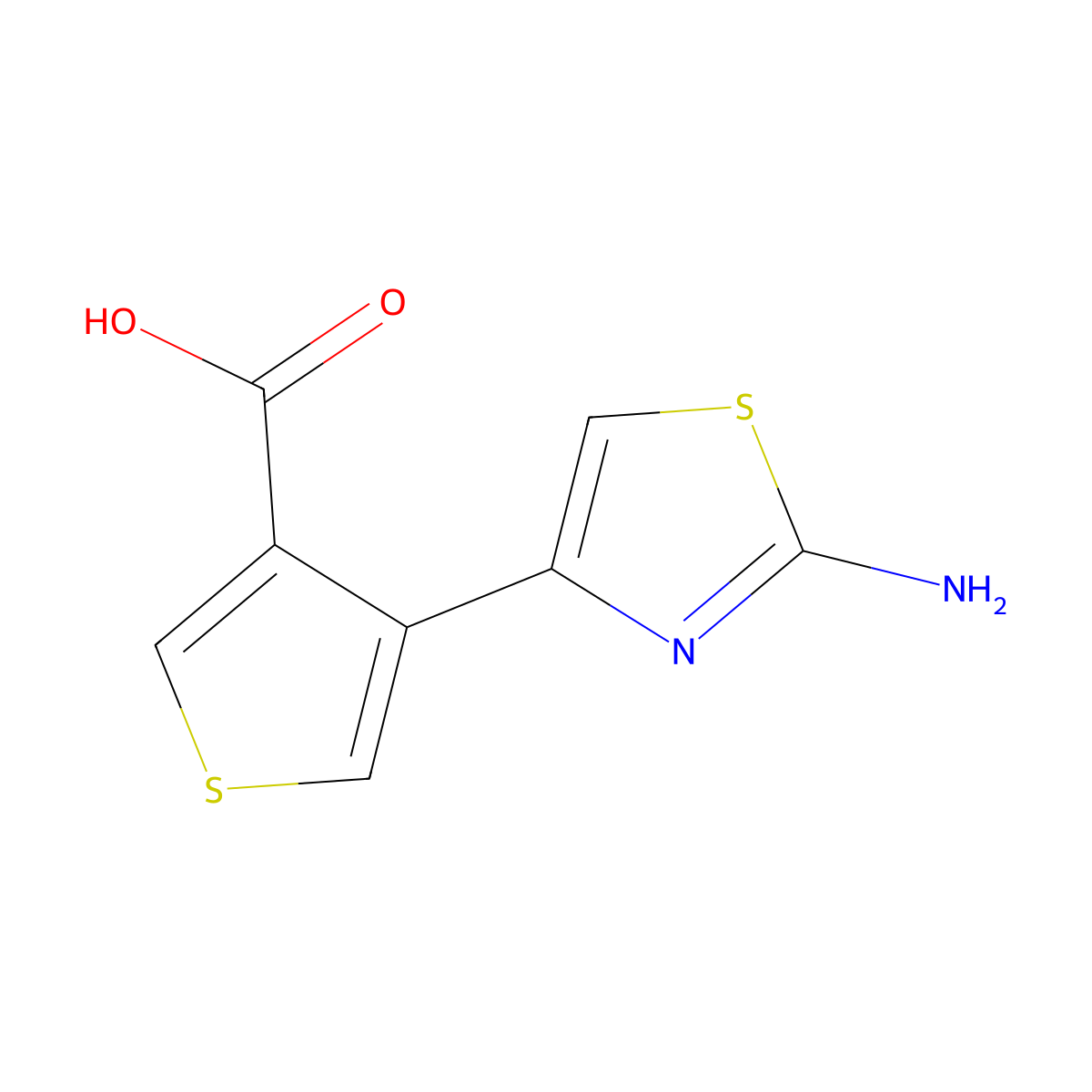 4-(2-Amino-1,3-thiazol-4-yl)thiophene-3-carboxylic acid molecular structure, CAS 2580215-83-2