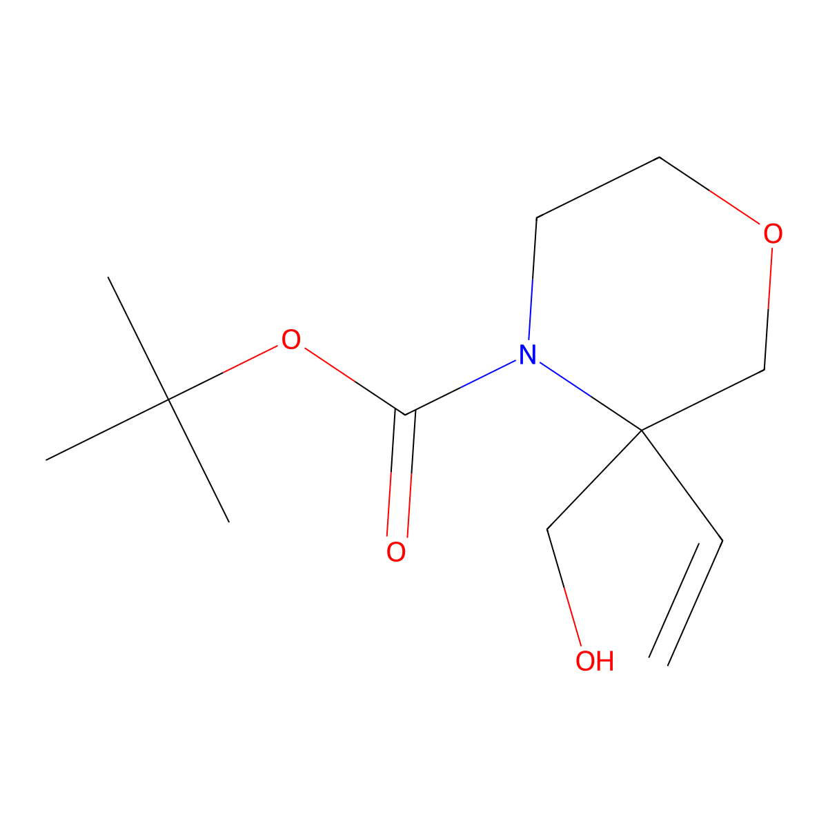 Tert-butyl 3-ethenyl-3-(hydroxymethyl)morpholine-4-carboxylate molecular structure, CAS 2580215-85-4