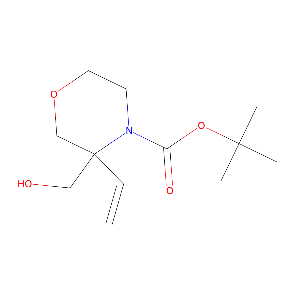 Tert-butyl 3-ethenyl-3-(hydroxymethyl)morpholine-4-carboxylate molecular structure, CAS 2580215-85-4