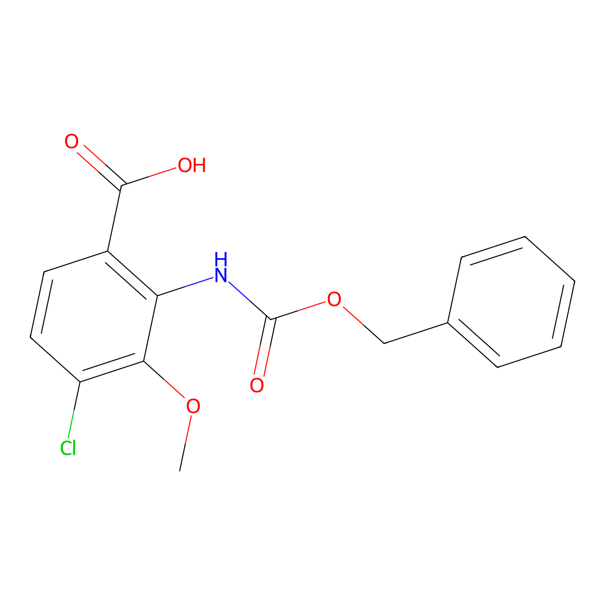 2-{[(Benzyloxy)carbonyl]amino}-4-chloro-3-methoxybenzoic acid molecular structure, CAS 2580215-86-5