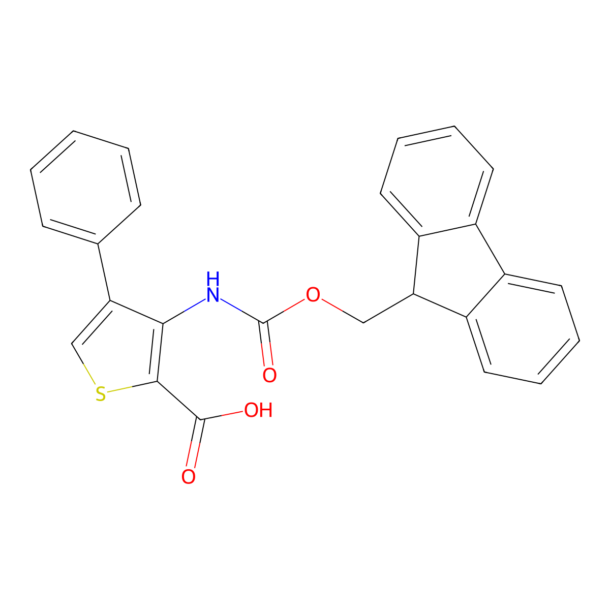 3-({[(9H-fluoren-9-yl)methoxy]carbonyl}amino)-4-phenylthiophene-2-carboxylic acid molecular structure, CAS 2580215-96-7