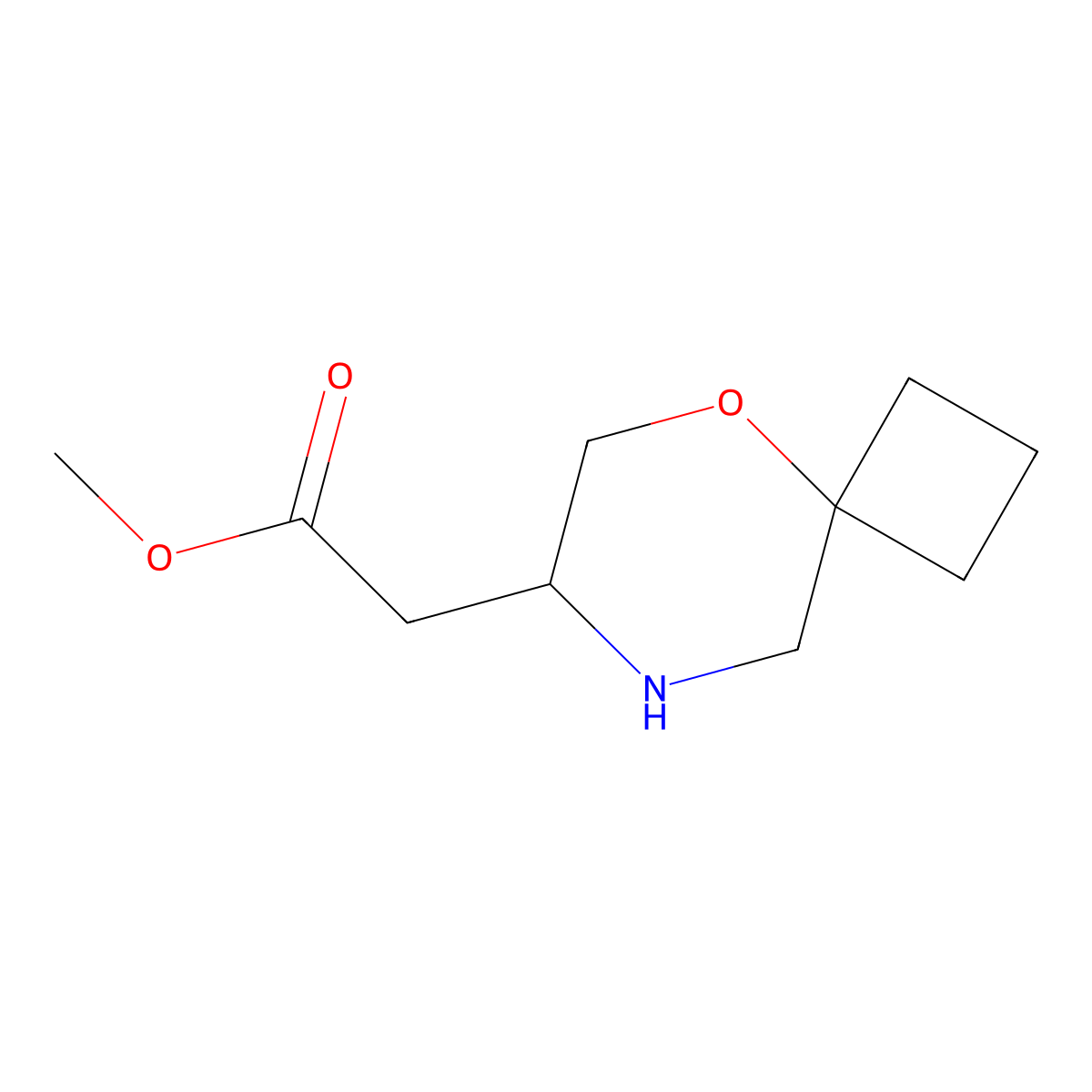 Methyl 2-{5-oxa-8-azaspiro[3.5]nonan-7-yl}acetate molecular structure, CAS 2580216-03-9