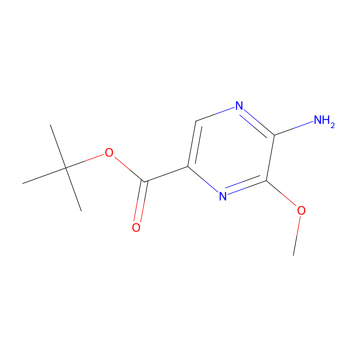 Tert-butyl 5-amino-6-methoxypyrazine-2-carboxylate molecular structure, CAS 2580216-04-0