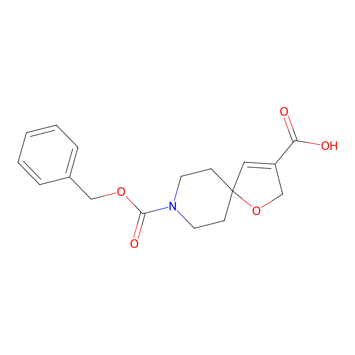 8-[(Benzyloxy)carbonyl]-1-oxa-8-azaspiro[4.5]dec-3-ene-3-carboxylic acid molecular structure, CAS 2580216-05-1
