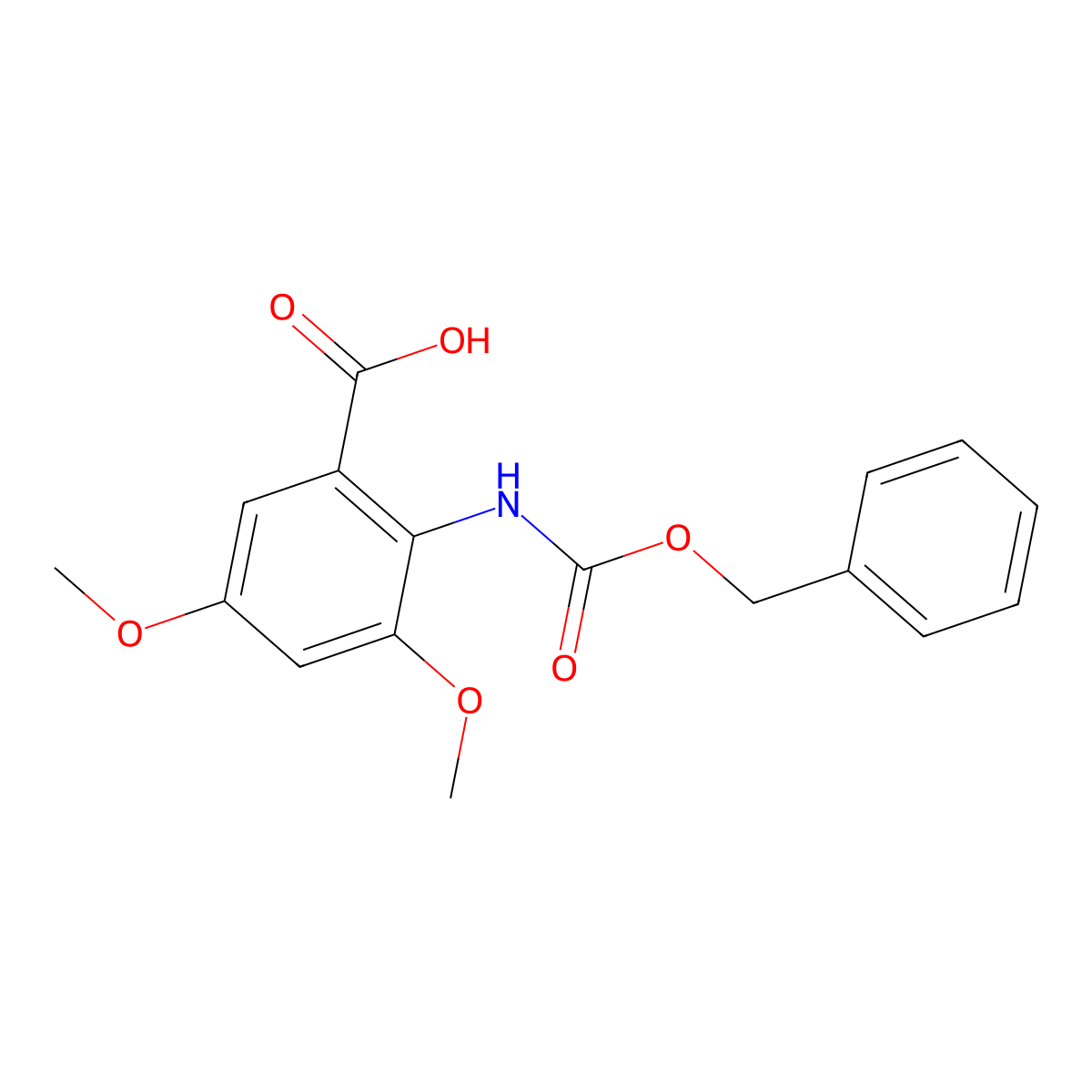 2-{[(Benzyloxy)carbonyl]amino}-3,5-dimethoxybenzoic acid molecular structure, CAS 2580216-12-0