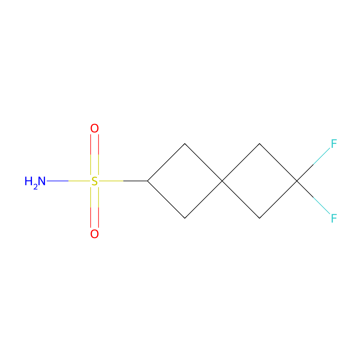 6,6-Difluorospiro[3.3]heptane-2-sulfonamide molecular structure, CAS 2580216-17-5