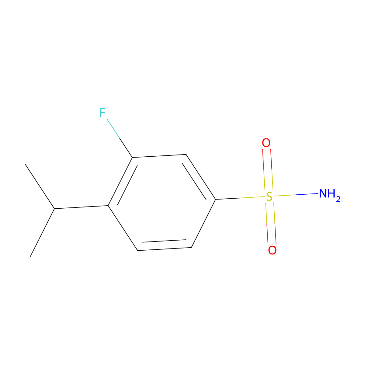 3-Fluoro-4-(propan-2-yl)benzene-1-sulfonamide molecular structure, CAS 2580216-28-8