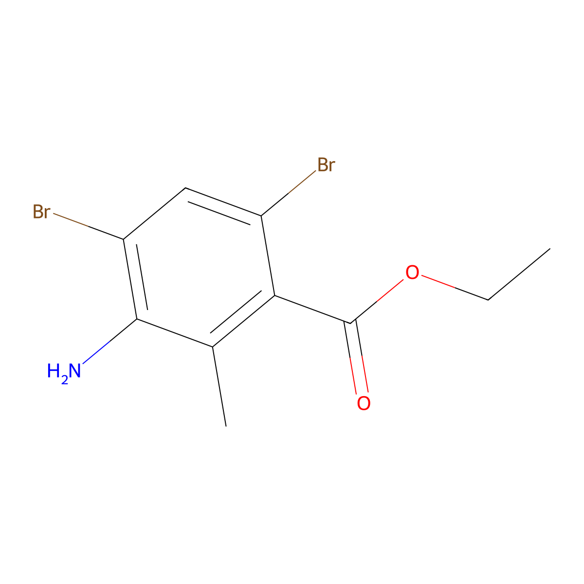 Ethyl 3-amino-4,6-dibromo-2-methylbenzoate molecular structure, CAS 2580216-35-7