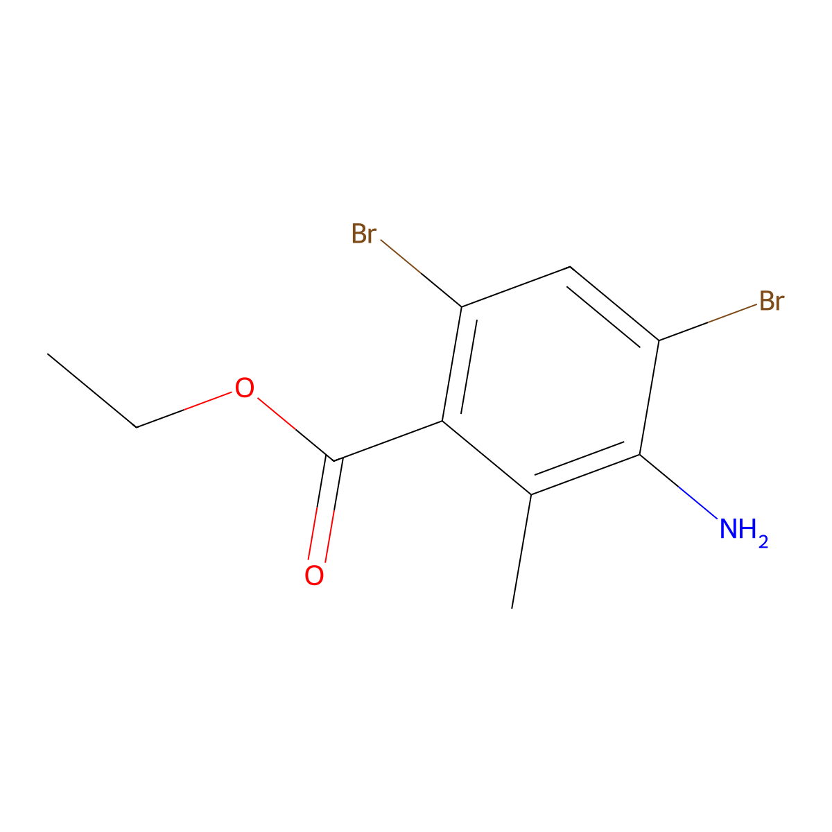 Ethyl 3-amino-4,6-dibromo-2-methylbenzoate molecular structure, CAS 2580216-35-7
