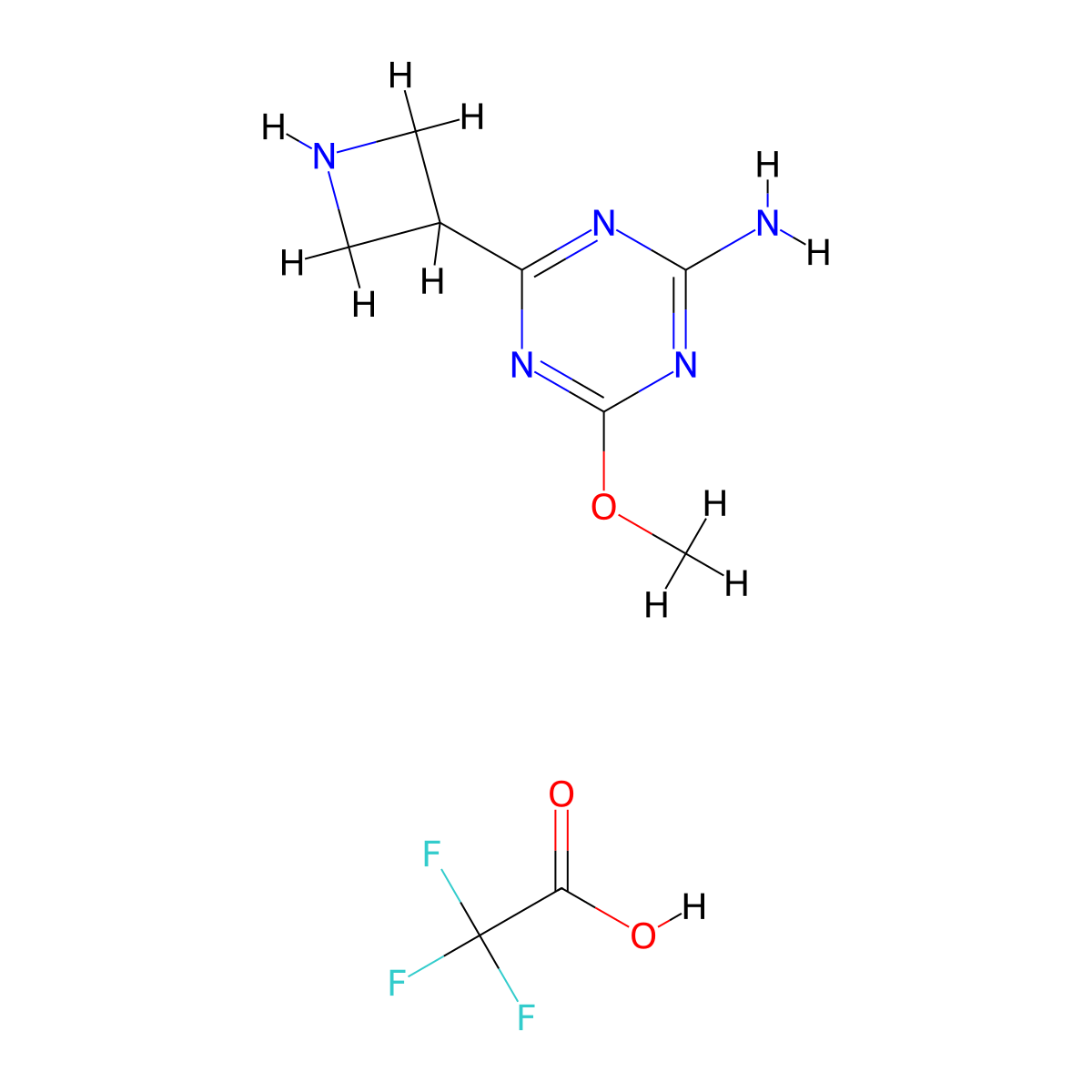 4-(Azetidin-3-yl)-6-methoxy-1,3,5-triazin-2-amine,trifluoroaceticacid molecular structure, CAS 2580216-39-1