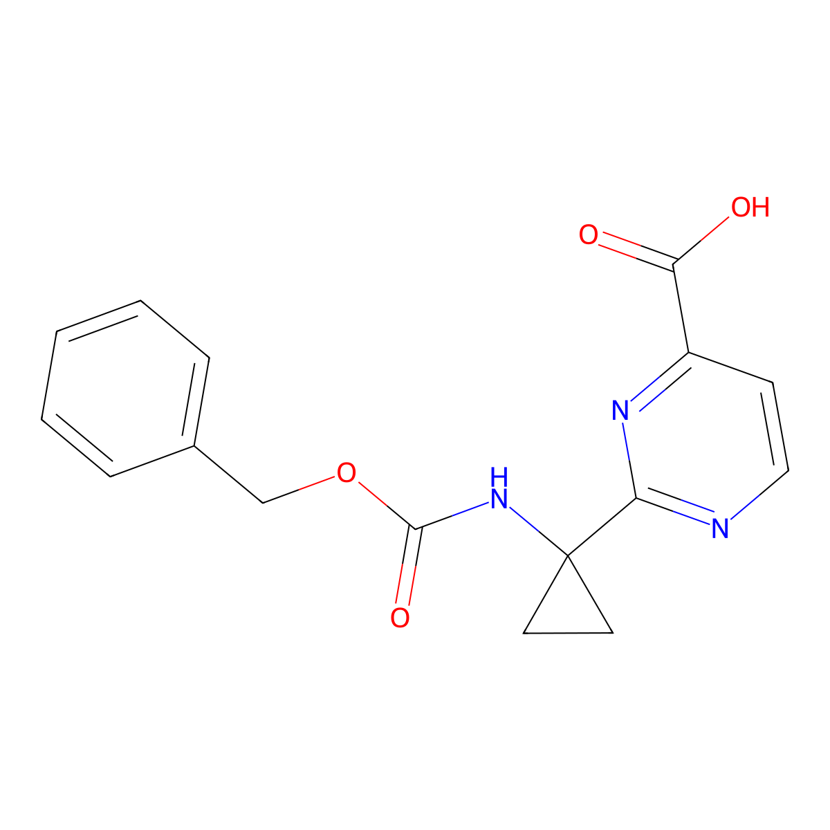 2-(1-{[(Benzyloxy)carbonyl]amino}cyclopropyl)pyrimidine-4-carboxylic acid molecular structure, CAS 2580216-40-4