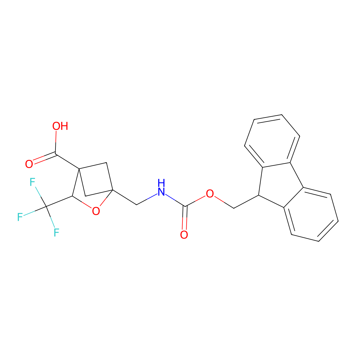 1-[({[(9H-fluoren-9-yl)methoxy]carbonyl}amino)methyl]-3-(trifluoromethyl)-2-oxabicyclo[2.1.1]hexane-4-carboxylic acid molecular structure, CAS 2580216-46-0