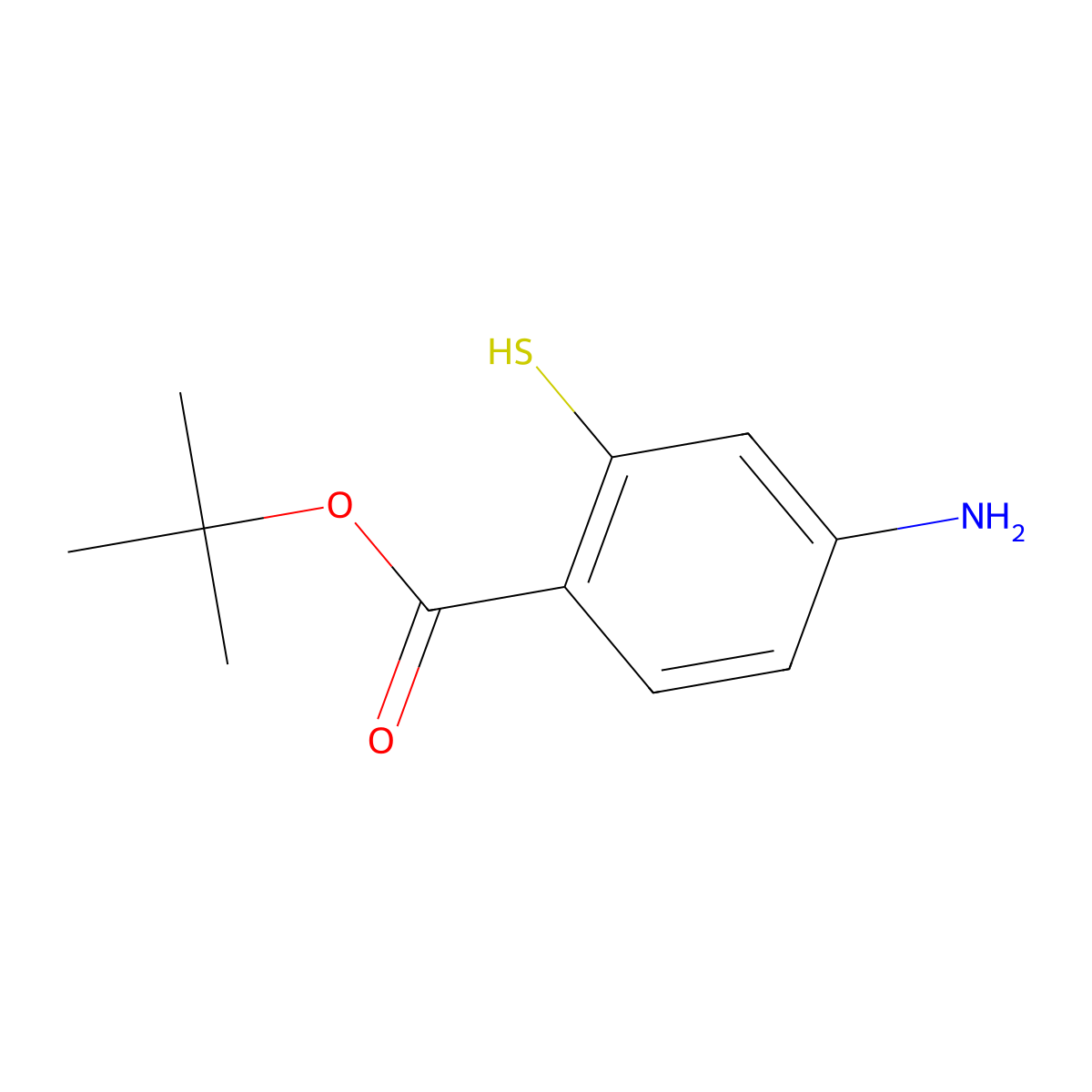 Tert-butyl 4-amino-2-sulfanylbenzoate molecular structure, CAS 2580216-48-2