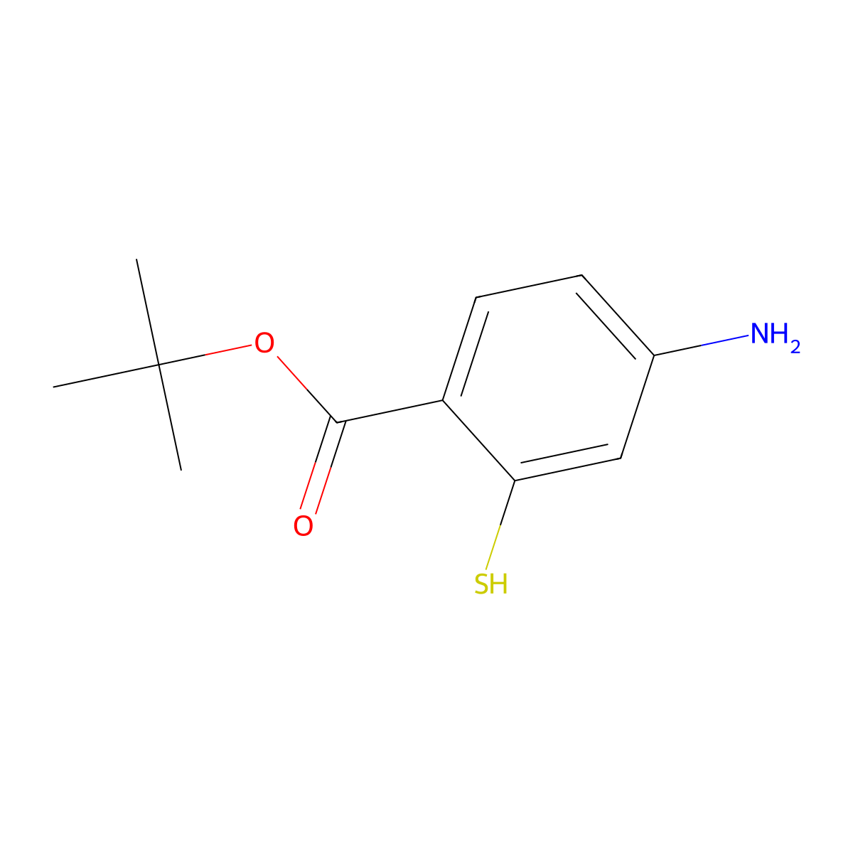 Tert-butyl 4-amino-2-sulfanylbenzoate molecular structure, CAS 2580216-48-2