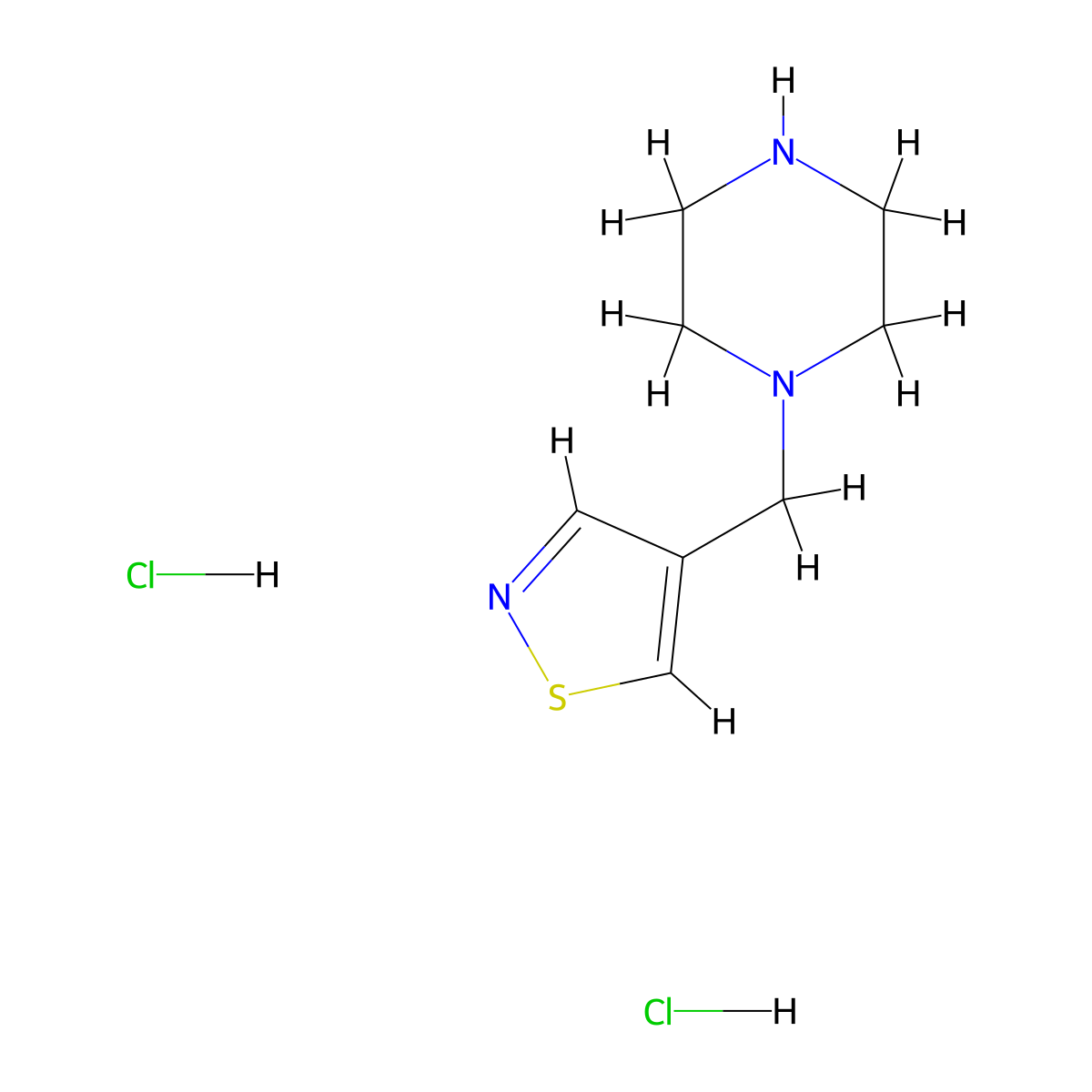 1-[(1,2-Thiazol-4-yl)methyl]piperazinedihydrochloride molecular structure, CAS 2580216-57-3