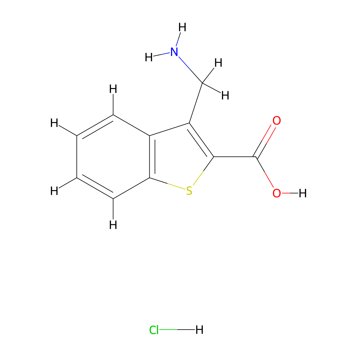 3-(Aminomethyl)-1-benzothiophene-2-carboxylicacidhydrochloride molecular structure, CAS 2580216-62-0