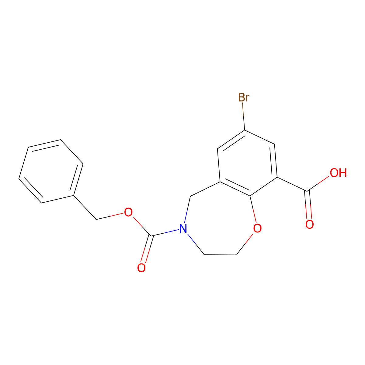 4-[(Benzyloxy)carbonyl]-7-bromo-2,3,4,5-tetrahydro-1,4-benzoxazepine-9-carboxylic acid molecular structure, CAS 2580216-70-0