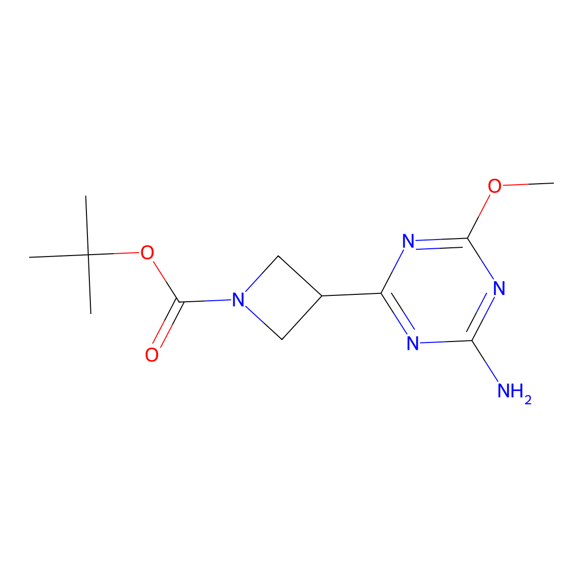 Tert-butyl 3-(4-amino-6-methoxy-1,3,5-triazin-2-yl)azetidine-1-carboxylate molecular structure, CAS 2580216-72-2