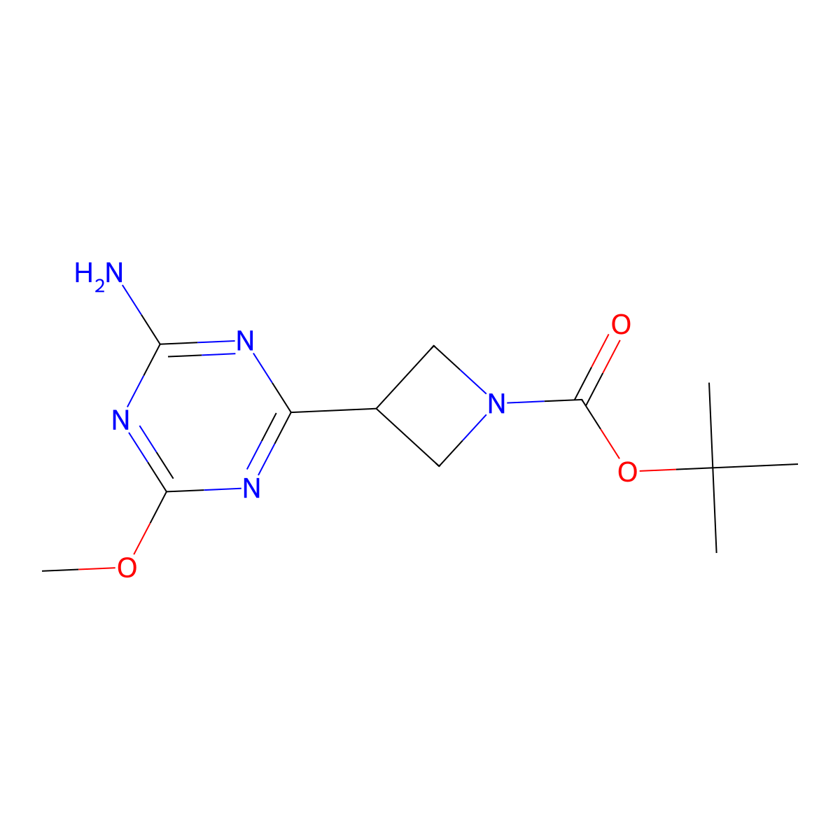 Tert-butyl 3-(4-amino-6-methoxy-1,3,5-triazin-2-yl)azetidine-1-carboxylate molecular structure, CAS 2580216-72-2