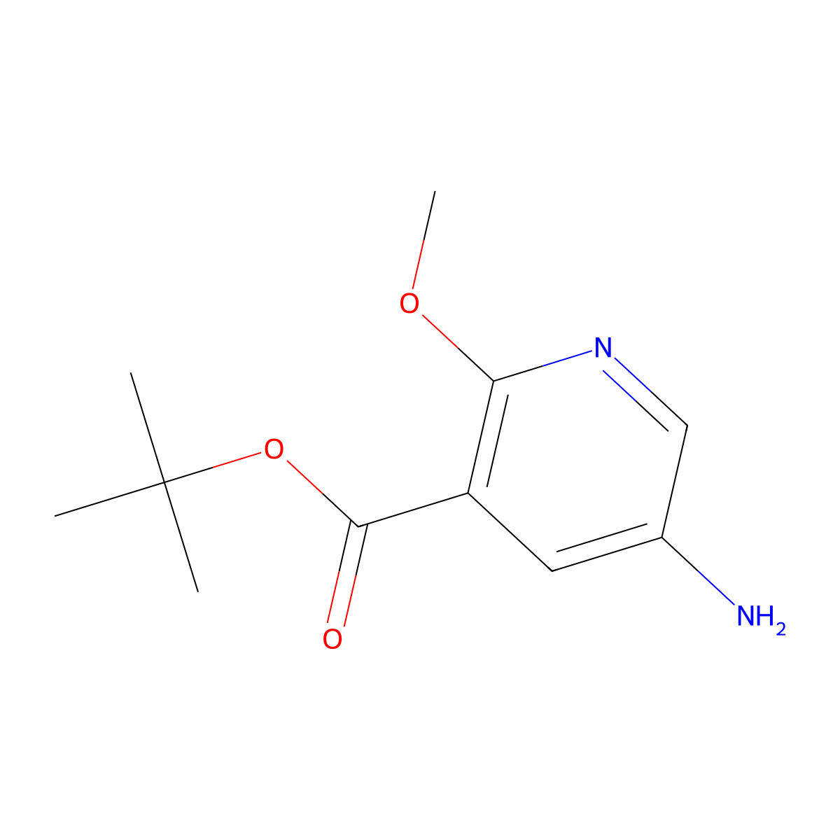 Tert-butyl 5-amino-2-methoxypyridine-3-carboxylate molecular structure, CAS 2580216-81-3