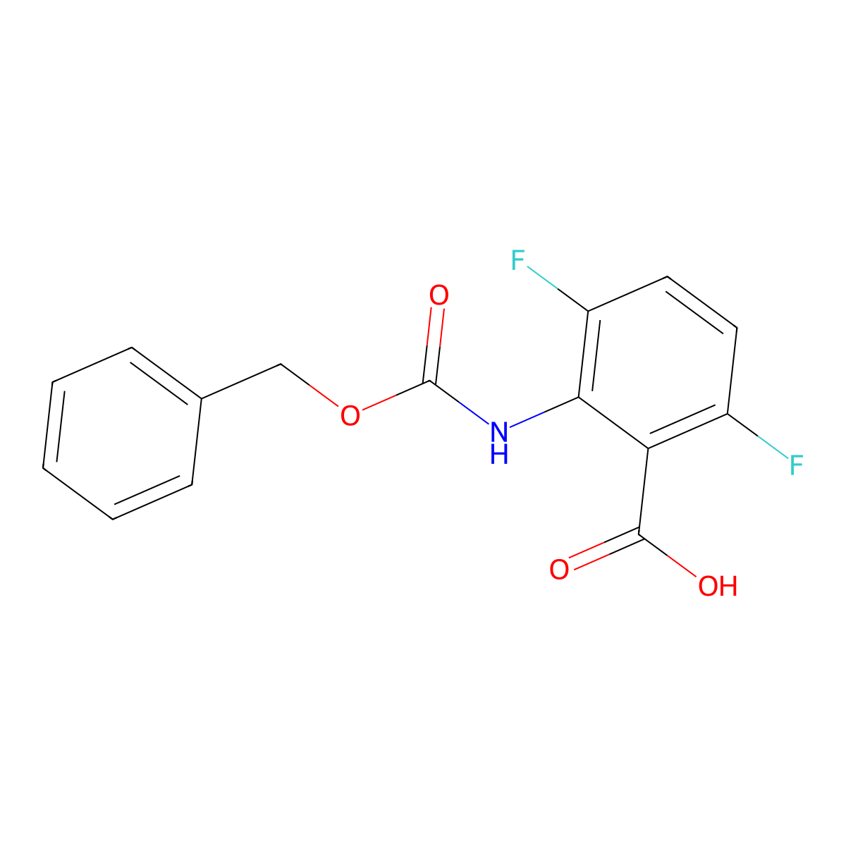 2-{[(Benzyloxy)carbonyl]amino}-3,6-difluorobenzoic acid molecular structure, CAS 2580216-83-5