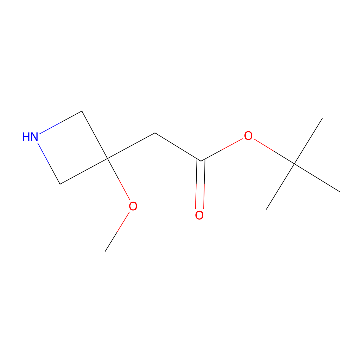 Tert-butyl 2-(3-methoxyazetidin-3-yl)acetate molecular structure, CAS 2580216-84-6