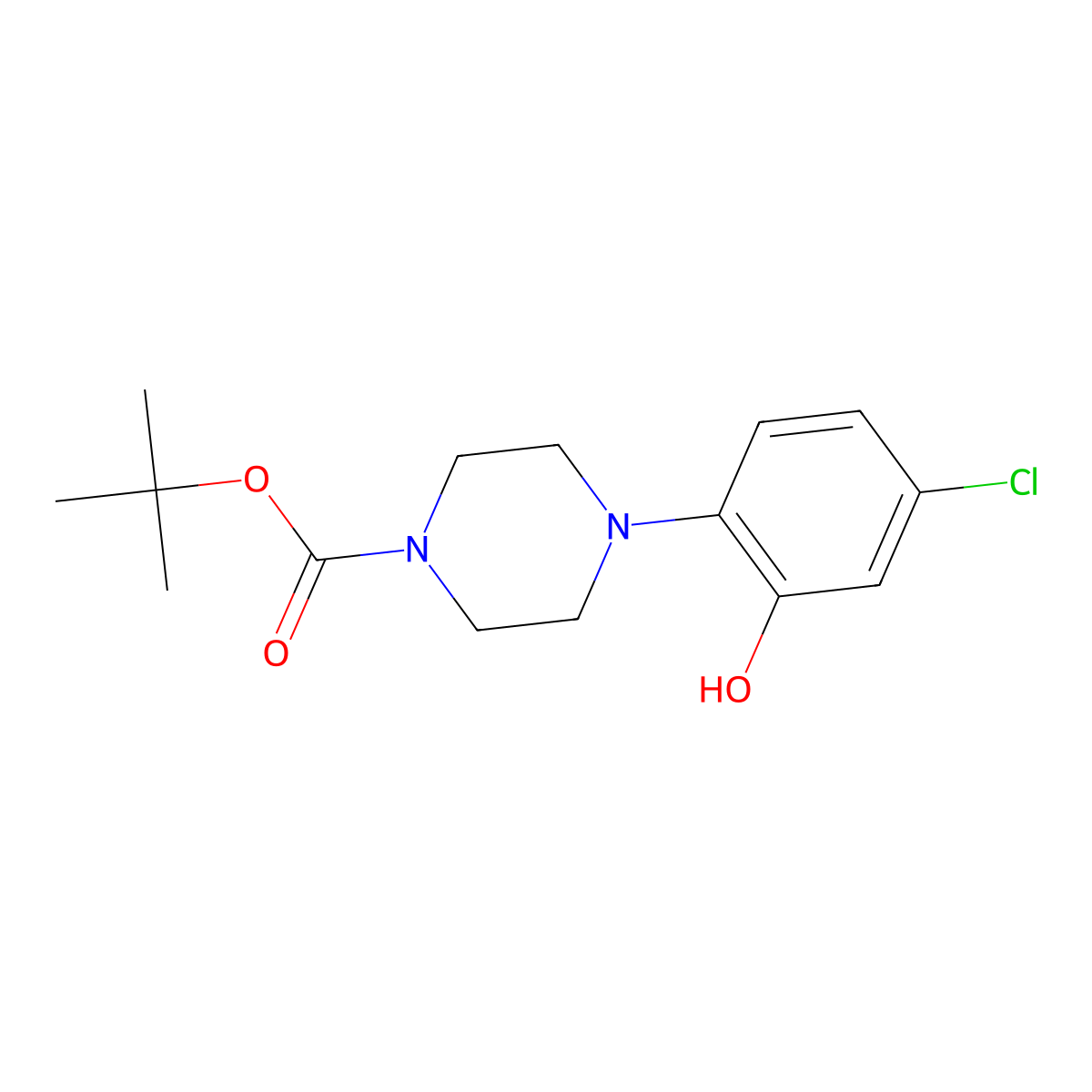 Tert-butyl 4-(4-chloro-2-hydroxyphenyl)piperazine-1-carboxylate molecular structure, CAS 2580216-87-9