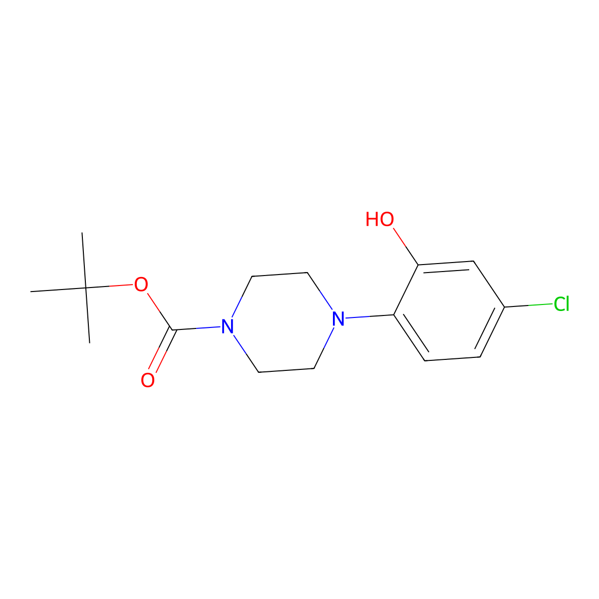 Tert-butyl 4-(4-chloro-2-hydroxyphenyl)piperazine-1-carboxylate molecular structure, CAS 2580216-87-9