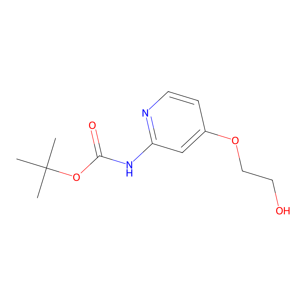 tert-butyl N-[4-(2-hydroxyethoxy)pyridin-2-yl]carbamate molecular structure, CAS 2580216-91-5