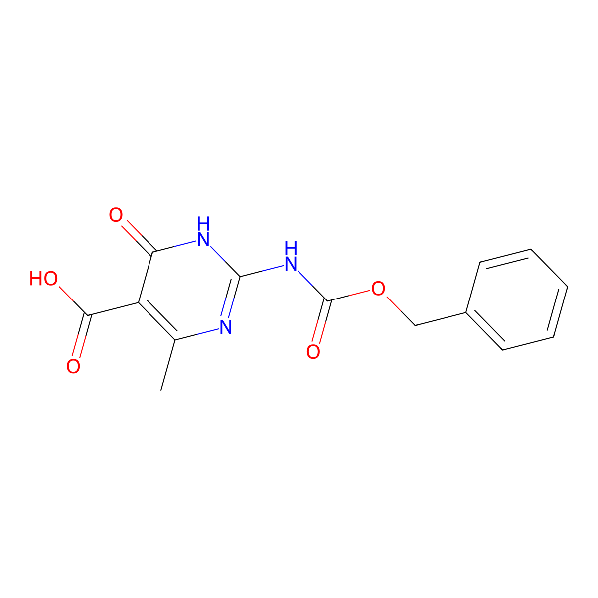 2-{[(Benzyloxy)carbonyl]amino}-4-methyl-6-oxo-1,6-dihydropyrimidine-5-carboxylic acid molecular structure, CAS 2580216-93-7