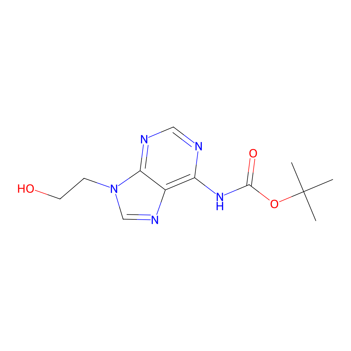 tert-butyl N-[9-(2-hydroxyethyl)-9H-purin-6-yl]carbamate molecular structure, CAS 2580216-94-8