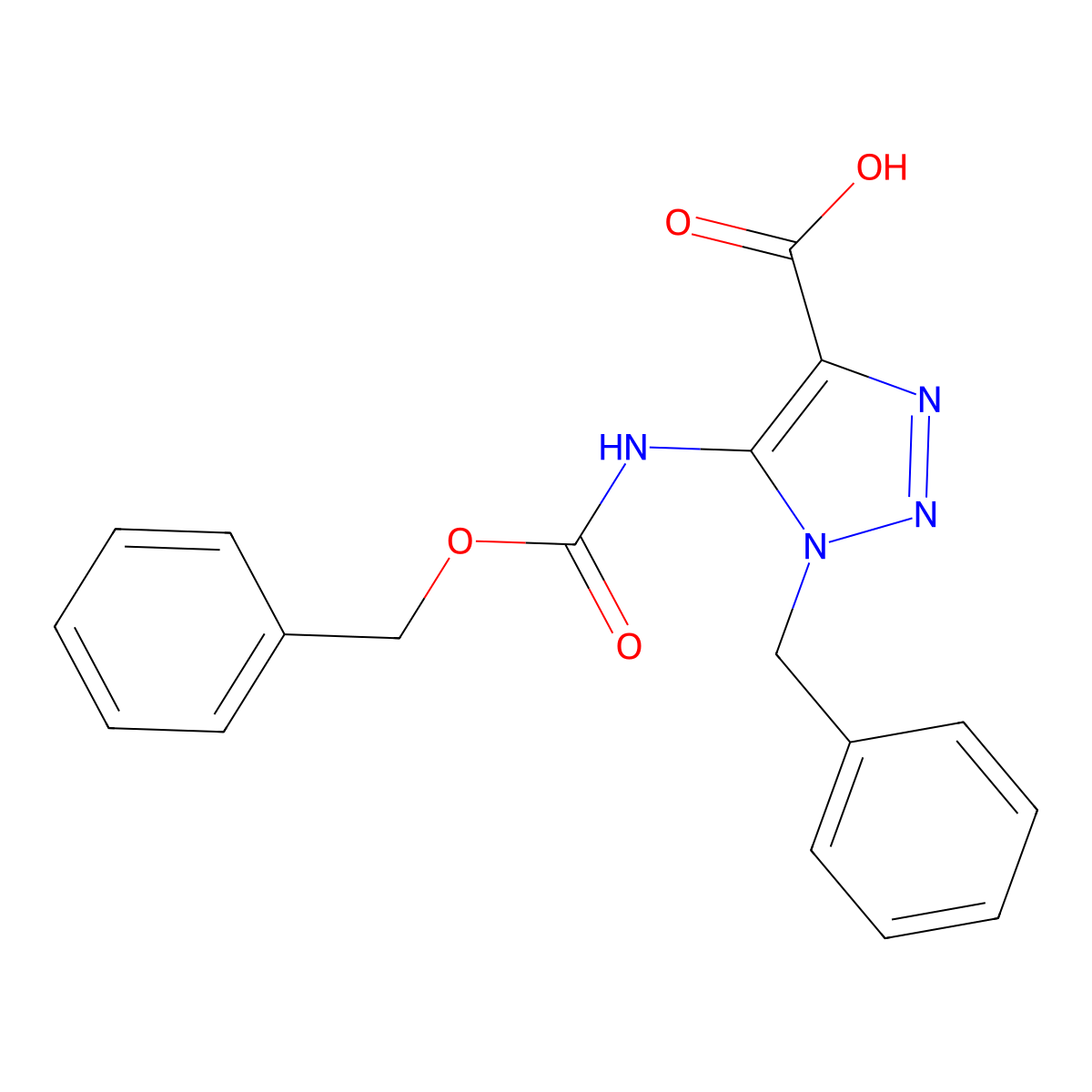 1-benzyl-5-{[(benzyloxy)carbonyl]amino}-1H-1,2,3-triazole-4-carboxylic acid molecular structure, CAS 2580216-95-9