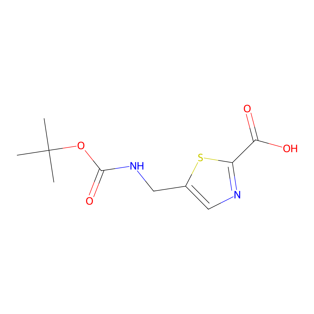 5-({[(Tert-butoxy)carbonyl]amino}methyl)-1,3-thiazole-2-carboxylic acid molecular structure, CAS 2580216-96-0