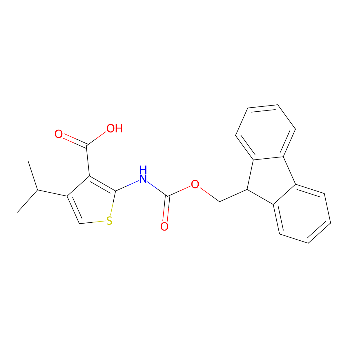 2-({[(9H-fluoren-9-yl)methoxy]carbonyl}amino)-4-(propan-2-yl)thiophene-3-carboxylic acid molecular structure, CAS 2580216-97-1