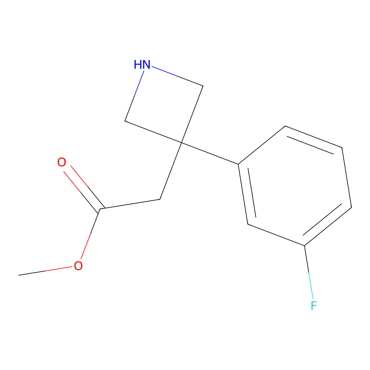 Methyl 2-[3-(3-fluorophenyl)azetidin-3-yl]acetate molecular structure, CAS 2580216-98-2