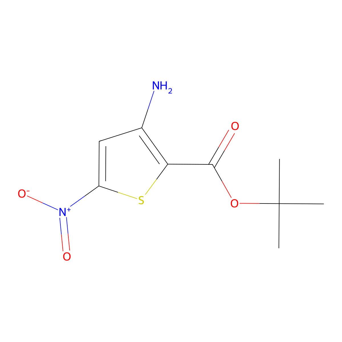 Tert-butyl 3-amino-5-nitrothiophene-2-carboxylate molecular structure, CAS 2580217-05-4