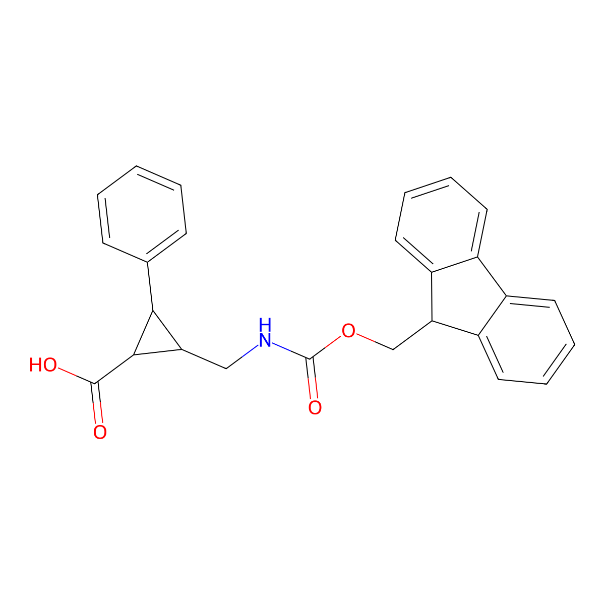 2-[({[(9H-fluoren-9-yl)methoxy]carbonyl}amino)methyl]-3-phenylcyclopropane-1-carboxylic acid molecular structure, CAS 2580217-12-3