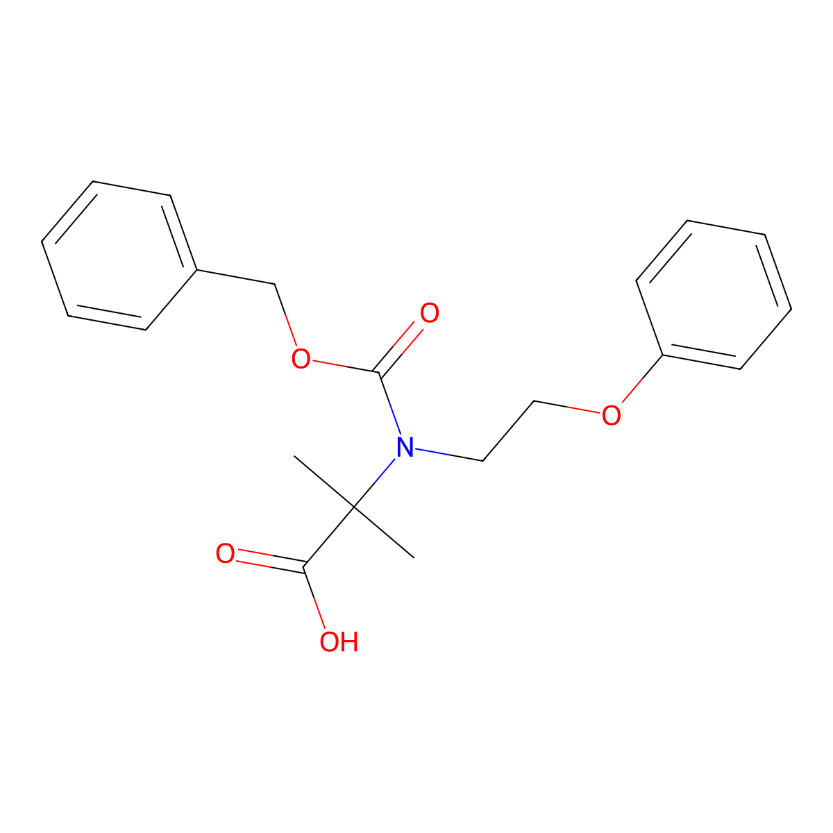 2-{[(Benzyloxy)carbonyl](2-phenoxyethyl)amino}-2-methylpropanoic acid molecular structure, CAS 2580217-16-7