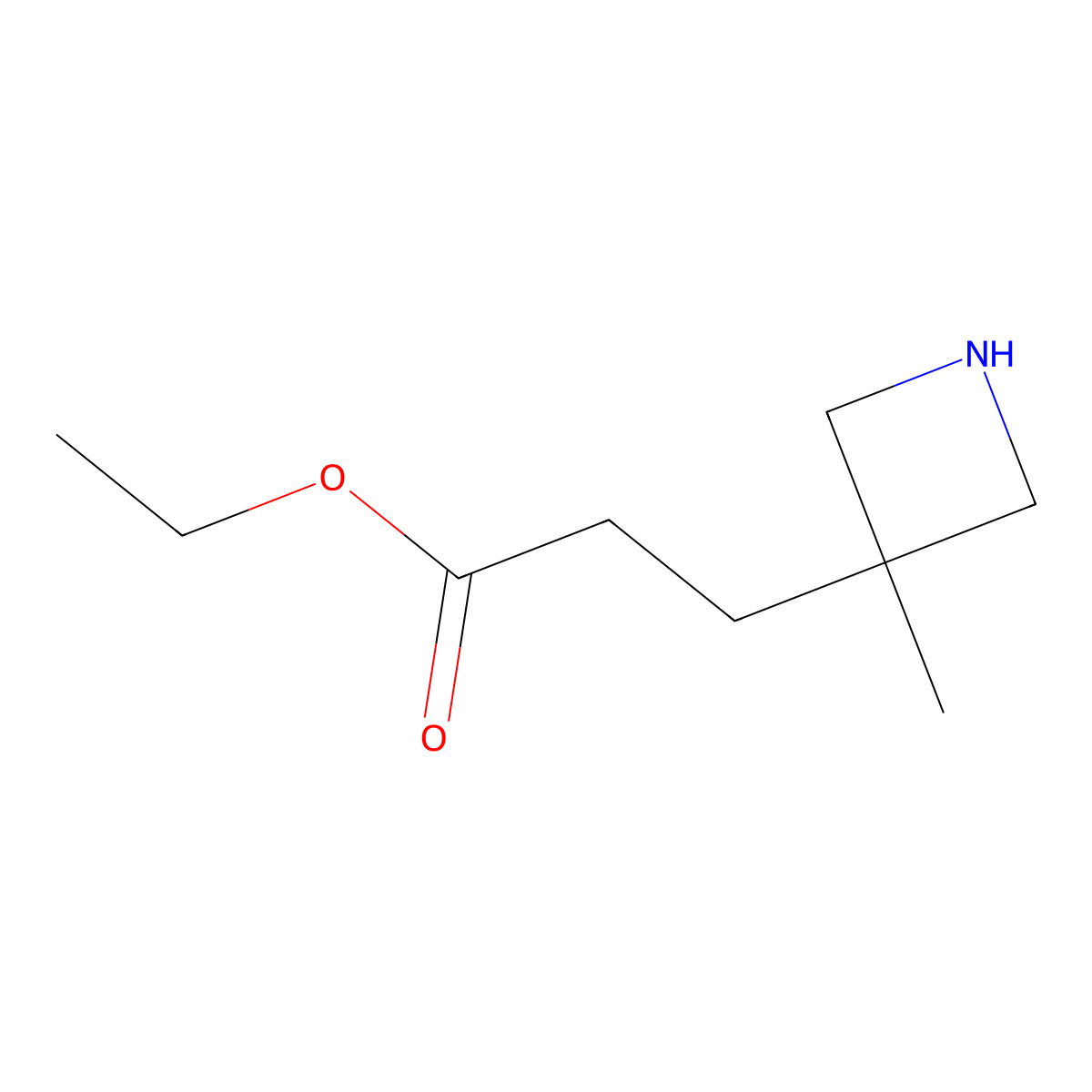 Ethyl 3-(3-methylazetidin-3-yl)propanoate molecular structure, CAS 2580217-29-2
