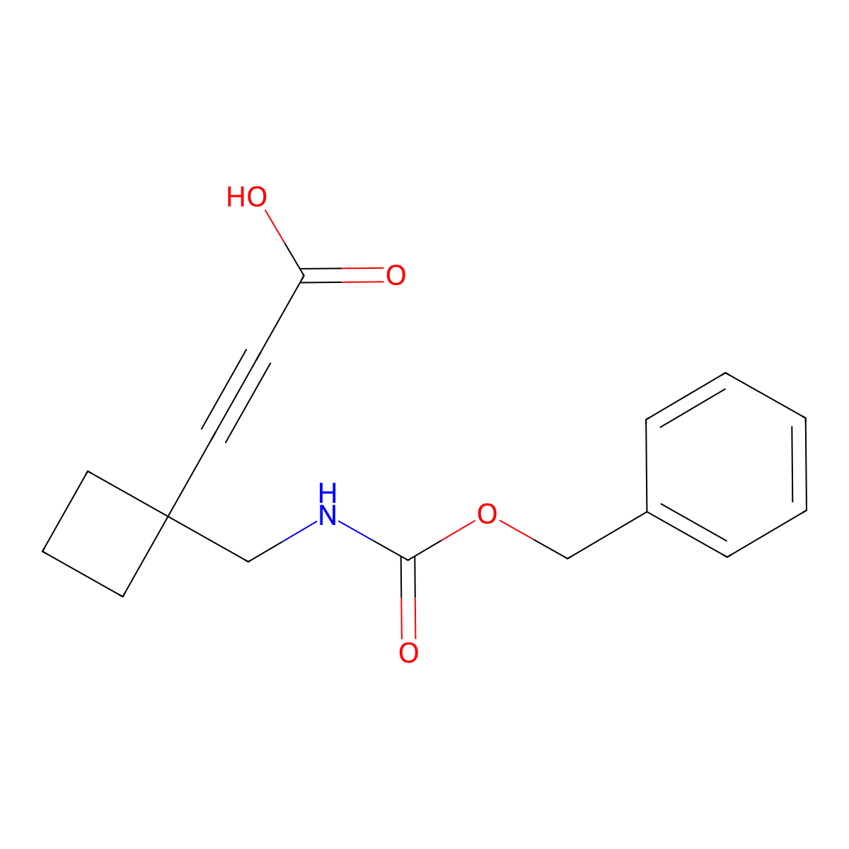 3-[1-({[(Benzyloxy)carbonyl]amino}methyl)cyclobutyl]prop-2-ynoic acid molecular structure, CAS 2580217-30-5