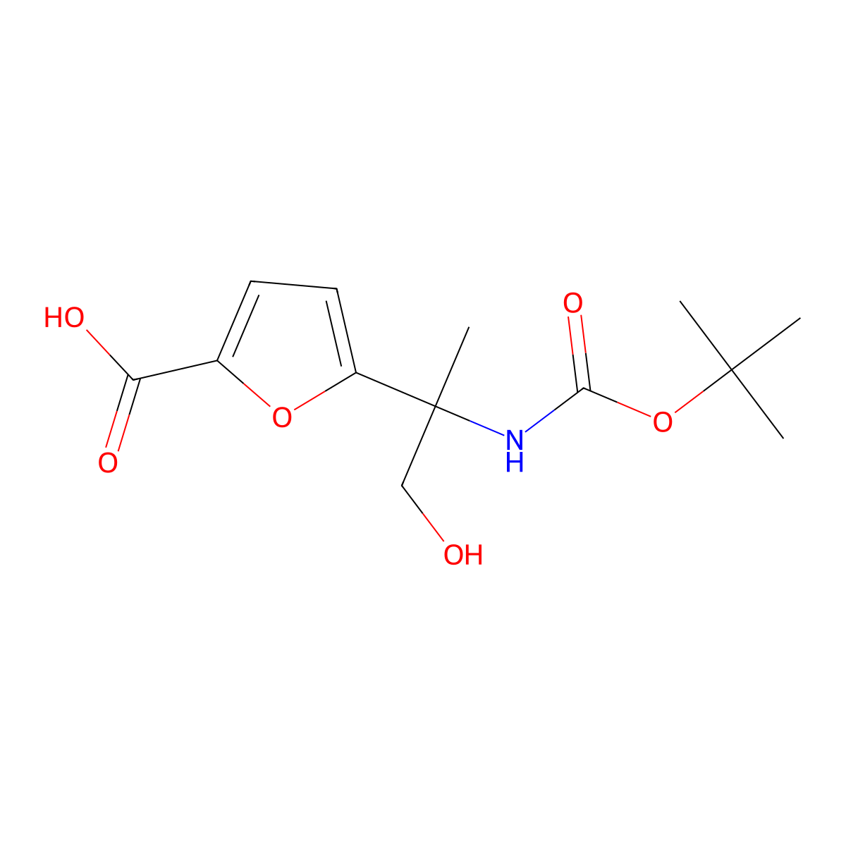 5-(2-{[(Tert-butoxy)carbonyl]amino}-1-hydroxypropan-2-yl)furan-2-carboxylic acid molecular structure, CAS 2580217-52-1