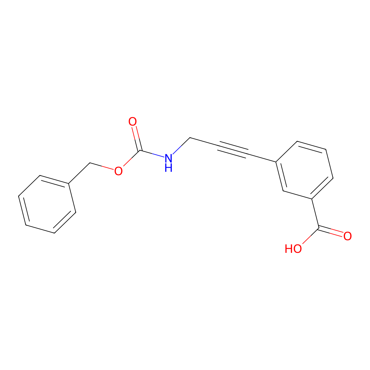 3-(3-{[(Benzyloxy)carbonyl]amino}prop-1-yn-1-yl)benzoic acid molecular structure, CAS 2580217-57-6